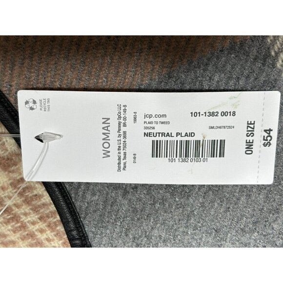 Liz Claiborne Plaid Poncho Cape Shawl Tweed New Equestrian Neutral Luxury OS - Picture 11 of 11